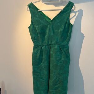 J. Crew Vibrant Green Textured Midi Dress